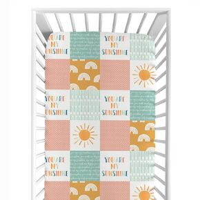 HawSkgFub Boho You Are My Sunshine Fitted Standard Crib Sheet Baby Girl, Pink Sun Rain Polka Dot Patchwork Toddler Mattress Cover, Soft Breathable Stretchy Nursery Bed Sheets Decor Kids Gift 52" x 28"