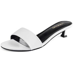 Womens Heeled Sandals Open Square Toe Kitten Low Heels for Women Slip on Sandals Slide Mules Fashion Comfort Dress Party Shoes