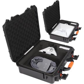 TailWaggers Waterproof Starlink Mini Case,Precision Cut Foam Protects Starlink Mini Accessories,Ideal for RV Travel & Outdoor Use-Orange
