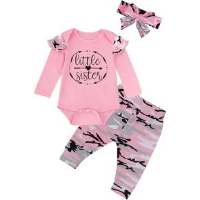 Baby Girl Little Sister Big Sister Matching Outfit Pink Floral Pants Set