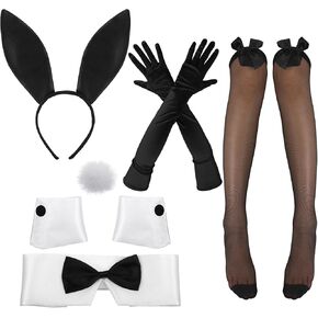 Floraltop Bunny Costume Set Including Bunny Ear Headband, Cuffs and Bunny Tail Accessory for Halloween Cosplay Party
