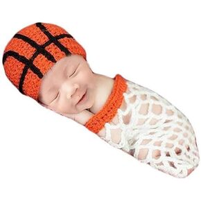 Newborn Photography Props Basketball Hat Bag Costume Baby Photo Shoot Hat Bag for Boys Girls Newborn Photography Shoot