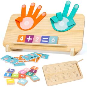 YGJT Preshool Learning Number Toys for Toddlers 3-5 Years, Educational Finger Counting Number Blocks for Math Manipulates, Montessori Toys for 3+ Year Old, Homeschool Supplies Ideal Gifts for Kids