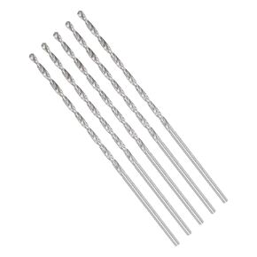 Extra Long Twist Drill Bits, 2mm Cutting Diameter 0.08" Shank 3.3" Length, High-Speed Steel Jobber Bit Set (Applications: for Metal Wood Plastic), 5-Pieces