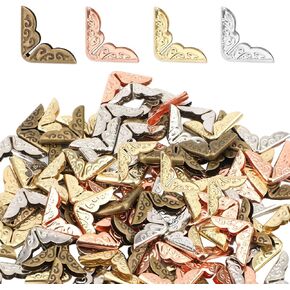 100pcs Book Corner Protectors, Metal Iron Book Corner Book Edge Protector Book Corner Cover Guard for Photo Picture Notebook Scrapbook Scrapbooking Paperback (Gold, Silver, Bronze, Rose Gold)