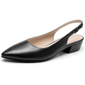 DREAM PAIRS Kitten Slingback Low Block Heels for Women Pointed Closed Toe Business Dress Shoes Wedding Party Comfortable Pumps Shoes