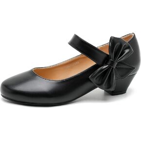 Women's Bow Mary Jane Low Chunky Heel Pumps Ankle Strap Side Bow Round Toe Dress Wedding Party Shoes
