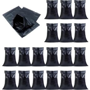20 Pack 20"x32" Heavy Duty Woven Sandbags - UV & Oxidation Resistant 3 Years, Super Tough Empty Sandbags for Floods, Hurricanes, Construction, Tent Weights (Black)