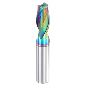 HARFINGTON Spiral Router Bit, 1/2" Cut Dia. Up Cut 2-Flute Solid Carbide End Mill with 1/2" Shank for CNC Wood Carving Engraving, 1" Cut Length, Diamond-Like Carbon Coated
