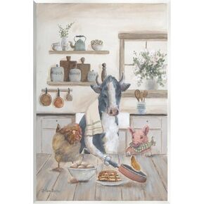 Stupell Industries Farm Animals in Kitchen Wall Plaque Art Design by Pam Britton