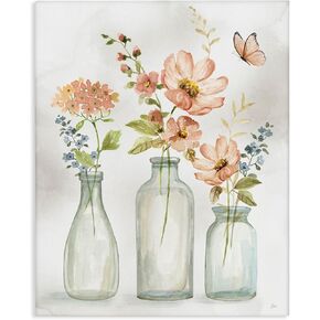 Stupell Industries Butterfly & Pink Florals Canvas Wall Art by Nan