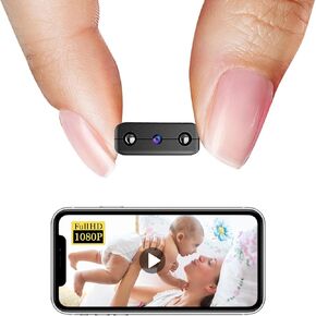 Smallest Wireless WiFi Camera,HD1080P Spy Camera,Portable Mini Baby Monitor,Pet Camera,Nanny Cam with Night Vision,Motion Detection,Cloud Storage for Security with iOS Android APP,for Outdoor/Indoor