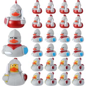 Sotiff 24 Pcs Medieval Rubber Duckies Knight Character Rubber Ducks Funny Military Rubber Ducks for Ducking Carnival Birthday Theme Decor Supplies