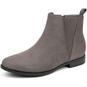 VJH confort Women's Chelsea Ankle Boots Low Heel Fashion Almond Toe Dress Booties with Side Zipper