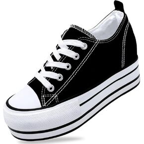 REFRASE LIFE Womens Platform Wedge Sneakers 3 Inches Height Boost Hidden Heel Shoes, Casual Height Increase Walking Fashion Shoes for Women and Girls