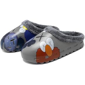 Mukinrch Slippers for Women Men House Slippers, Furry Slides House Shoes EVA Waterproof Soft Plush Bedroom Clogs Indoor Outdoor Slippers