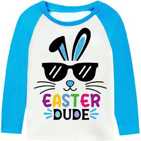 Toddler Boys Easter's Day Shirt Baby Girls Raglan Sleeve Easter Dump Truck T-Shirt Bunny Eggs Boys Tee Top 2-7 Years