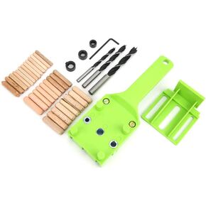 Woodworking Dowel Jig Kit, 38PCS Handheld Woodworking Drill Guide Tool, 6mm 8mm 10mm Hole Drill Bit Kit, Adjustable Doweling Jig for Woodworking, 7.87 x 2.83 x 3.39In