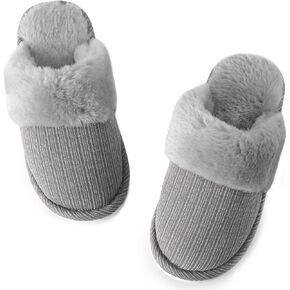 HUXMEYSON Slippers for Women Fuzzy Warm Memory Foam Womens Slippers, Cozy House Slippers Indoor Outdoor with Plush Lining & Non-Slip Sole