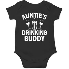 Auntie's Drinking Buddy - Funny Baby Essentials Bodysuit - Baby Girl Clothes Cute Newborn Romper