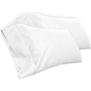 QuickZip Sateen Pillow Case King Size (20" X 39") Pillowcases, Set of 2, 100% Cotton Pillow Covers with Envelope Closure, White