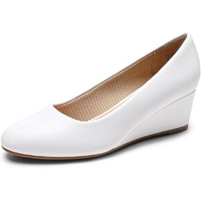 DREAM PAIRS Women's Low Wedges Heels Closed Round Toe Pumps Comfortable Slip On Dress Work Wedding Shoes