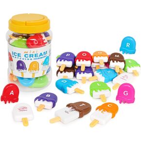 kizh Alphabet Learning Toys Matching Letter ABC Fine Motor Toy Double-Side Ice Cream Toys Preschool Learning Activities Montessori for Toddler Kids Ages 2 3 4 5