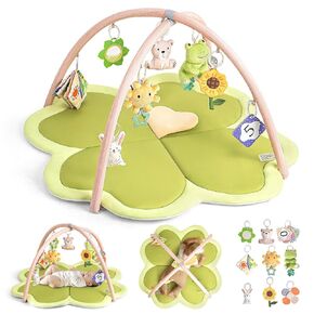 Baby Play Activity Gym Tummy Time Mat for Babies and Toddlers, Four-Leaf Clover Baby Gyms & Playmats for Babies