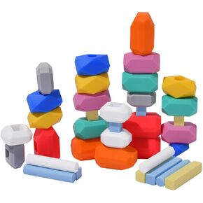 36 PCS Silicone Stacking & Building Toys for Babies Silicone Blocks for Toddlers Building Games for Kids 6 Years + Blocks Sensory Activity Toys Birthday for Boy and Girl