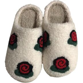Slippers Women Fuzzy Valentines House Rose Heart Bedroom Platform Fleece Slipper Indoor Couple Warm Cozy Winter Home Non Slip Wool Lined Shoes