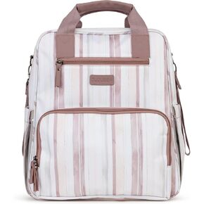JuJuBe Nature Babe Diaper Bag Backpack with Portable Baby Changing Pad, Sustainable Multi-Function Travel Bag for Bottles, Diapers, Pacifier, Made with 24 Recycled Plastic Bottles, Watercolor Stripe