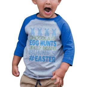 7 ate 9 Apparel Baby Boy's #Easter Happy Easter Blue Raglan