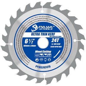 7-1/4-Inch 24-Tooth Circular Saw Blade, 0.063" Ultra Thin Kerf Blade with 5/8-Inch Arbor,TCT ATB Framing Blade for Wood Fast Cutting