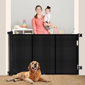 Upgrade 200 inch Retractable Baby Gates Extra Wide with Reinforced Strip Design to Prevent Crawling Through, 200" Retractable Dog Gate, 42" Tall, Retractable Gate for Indoor/Outdoor