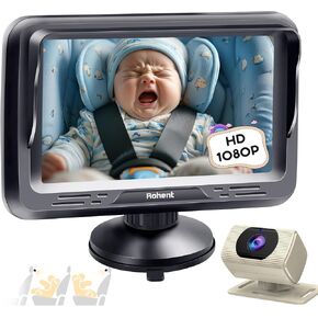 Rohent Beige Baby Car Camera - 1080P HD, 360° Adjustable, Night Vision, 150° Wide-Angle Lens, Easy Installation, Perfect Match for Beige Car Interiors, Ideal for Parents & Families
