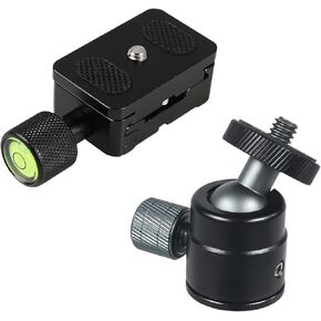 Tripod Ball Head Camera Quick,Release Metal Ball Head Camera Mount 360° Rotating with Quick Release Plate for 1/4" Tripod,Monopod,DSLR,Camera, Max Load up to 2 kg/ 4.4lb
