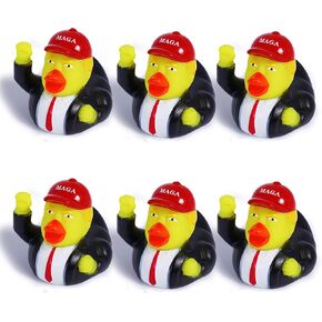 Donald Trump Rubber Ducks Bulk, 6 Pack Small 2.3 Inch, Funny Trump Duckies for Jeep Ducking, Trump 2024 Election Gifts, Bath Toys for Kids & Adults, Car Dashboard Decorations