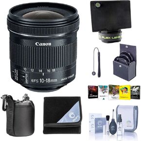 Canon EF-S 10-18mm f/4.5-5.6 IS STM Lens, Bundle with ProOptic 67mm Filter Kit, Flex Lens Shade, Lens Case, Cleaning Kit, Lens Cap Tether, Lens Wrap (15x15), Software Kit