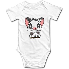Baby Bodysuit Cute Puaa Pig Jumpsuit Outfits for Boys and Girls, White, 12-18 Months