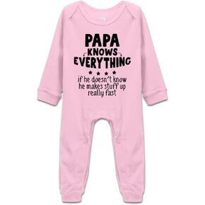 Papa Knows Everything Funny Bodysuit Infant Short Sleeve Baby Long Sleeve Bodysuit Sleeveless Romper