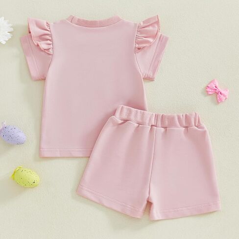 Baby Girl Boy Easter Outfit Toddler Easter Eggs Hunt Crewneck Short Sleeve Shirt Kids Pants Spring Summer Clothes in Saudi Arabia