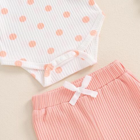MBMSHEGH Baby Girls Fall Outfit, Long Sleeve Dots Print Romper with Pants and Bowknot Headband Clothing Set in Kuwait