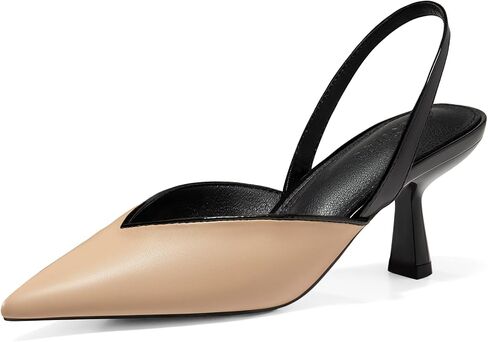 Coutgo Womens Slingback Hitten Cheels مغلق مقترن من إصبع القدم على حذاء مضخات العمل أحذية اللباس in Saudi Arabia