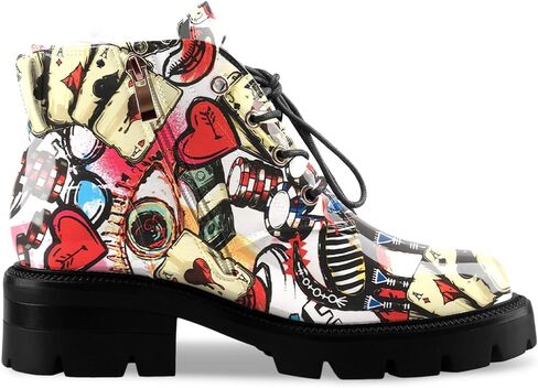Lug Sole Chunky Heel Short Combat Boots Fashion Ankle Booties Low Heeled Platform Black Oxford Shoes with Side Zipper and Lace Up for Women Ladies Cute in Saudi Arabia