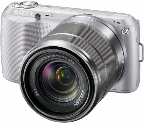 Sony Alpha Nex-C3 16.2mp مضغوط مرآة العدسة القابلة للتبديل مجموعة الكاميرا الرقمية مع عدسة تكبير 18-55 ملم (الفضة) (متجددة) in Saudi Arabia