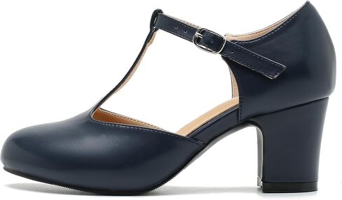Women's T Strap Mary Jane Shoes Mid Block Chunky Heel Buckle Dress Pumps in Saudi Arabia
