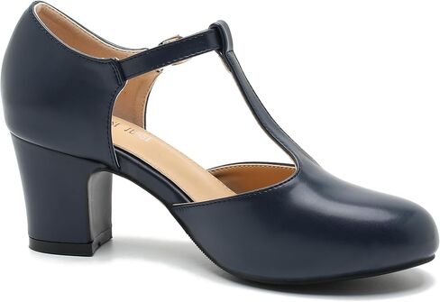 Women's T Strap Mary Jane Shoes Mid Block Chunky Heel Buckle Dress Pumps in Saudi Arabia