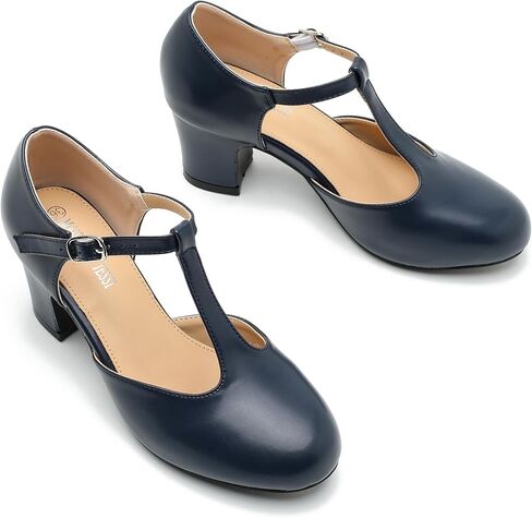 Women's T Strap Mary Jane Shoes Mid Block Chunky Heel Buckle Dress Pumps in Saudi Arabia