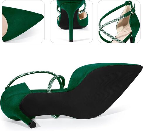Perphy Pointed Toe Crisscross Rhinestone Ankle Strap Stiletto Heel Pumps for Women in Saudi Arabia