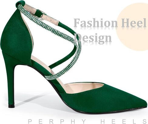 Perphy Pointed Toe Crisscross Rhinestone Ankle Strap Stiletto Heel Pumps for Women in Saudi Arabia